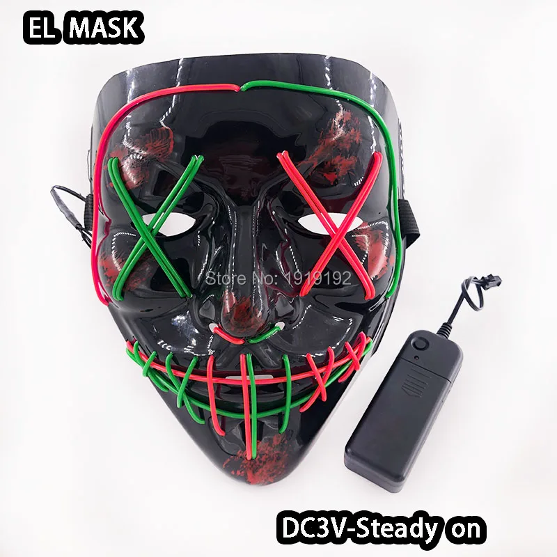 EL wire маска светильник неоновый светодиодный маска для Хэллоуина завтра земля страшный косплей маски для вечеринки от 3V устойчивый на водителя