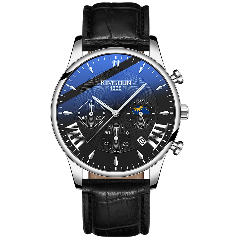 

Relogio date display new casual men's classic luxury business quartz chronograph watch luminous stainless steel strap clock