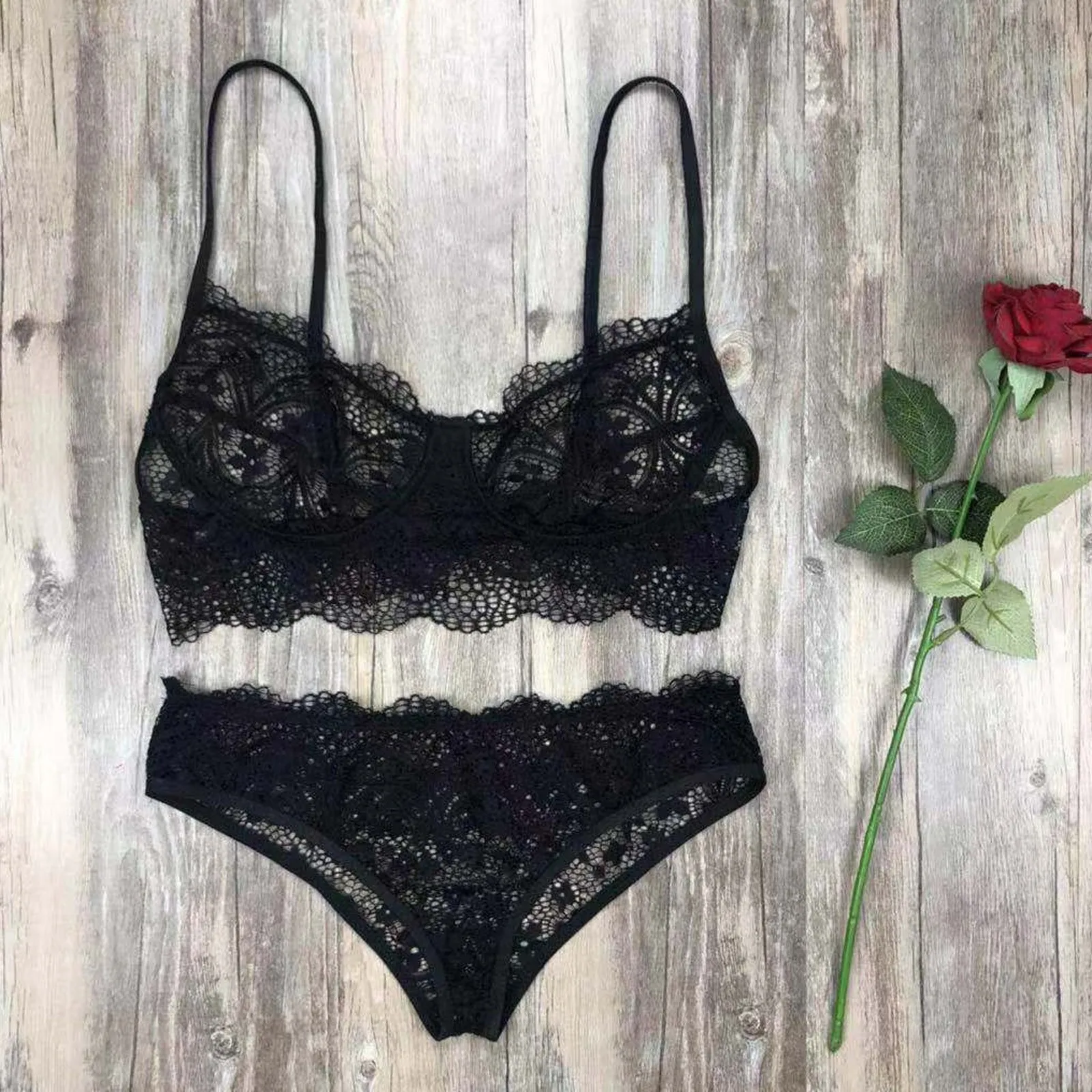 

2PC Erotic Women Lingerie Nightdress Hollow Out Porno Lace Bra Briefs Set Nightdress Temptation Sexy Ladies Lenceria Underwear