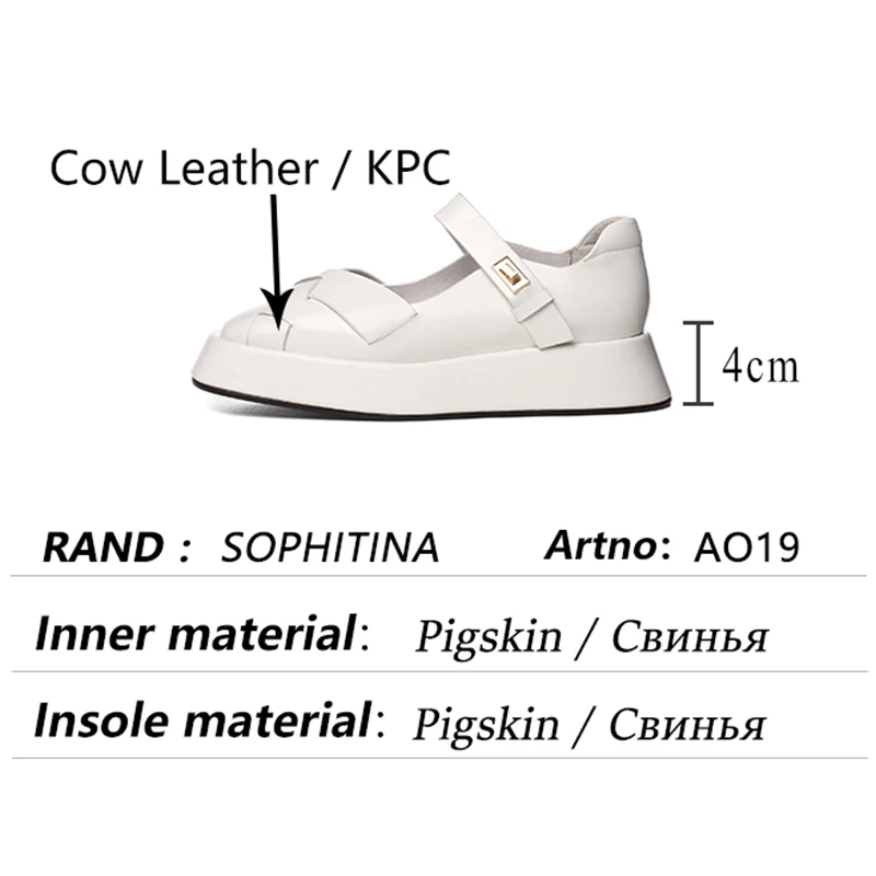 

SOPHITINA Casual Women Shoes One-line Buckle Premium Leather Female Flat Platform Shoes Solid Color Square Toe Ladies Flats AO19