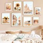 Уличный Подсолнух автомобиль река остров пейзаж настенное Искусство Картина на холсте скандинавские плакаты и принты настенные картины для декора гостиной