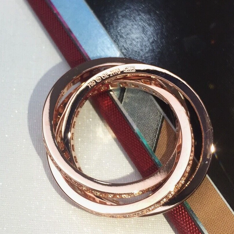 Роскошное Женское Обручальное кольцо с 3 полосами покрытое розовым/белым золотом