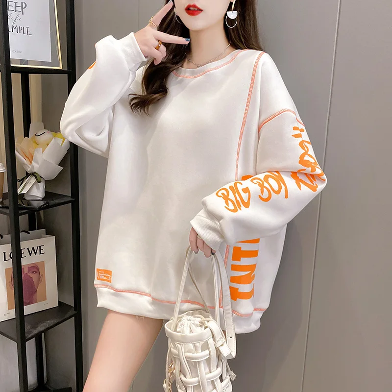 

Autumn and Winter Plus Velvet Padded Sweater Women's Tide Ins2021 New Loose Korean Lazy Wind Women's Jacket Jacket Hoodies