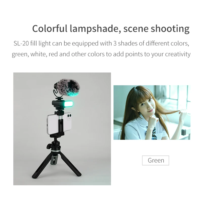 Комплект микрофона с светодиодный светильник Штатив для смартфона Volg YouTube видео
