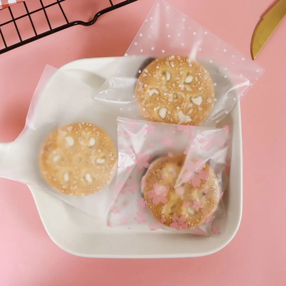 100 шт./лот пластиковые пакеты для печенья и конфет в горошек вишни закуска