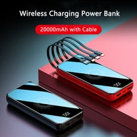 20000mah wireless power bank built in cable portable charger powerbank for iphone 12 samsung s21 xiaomi fast charging poverbank