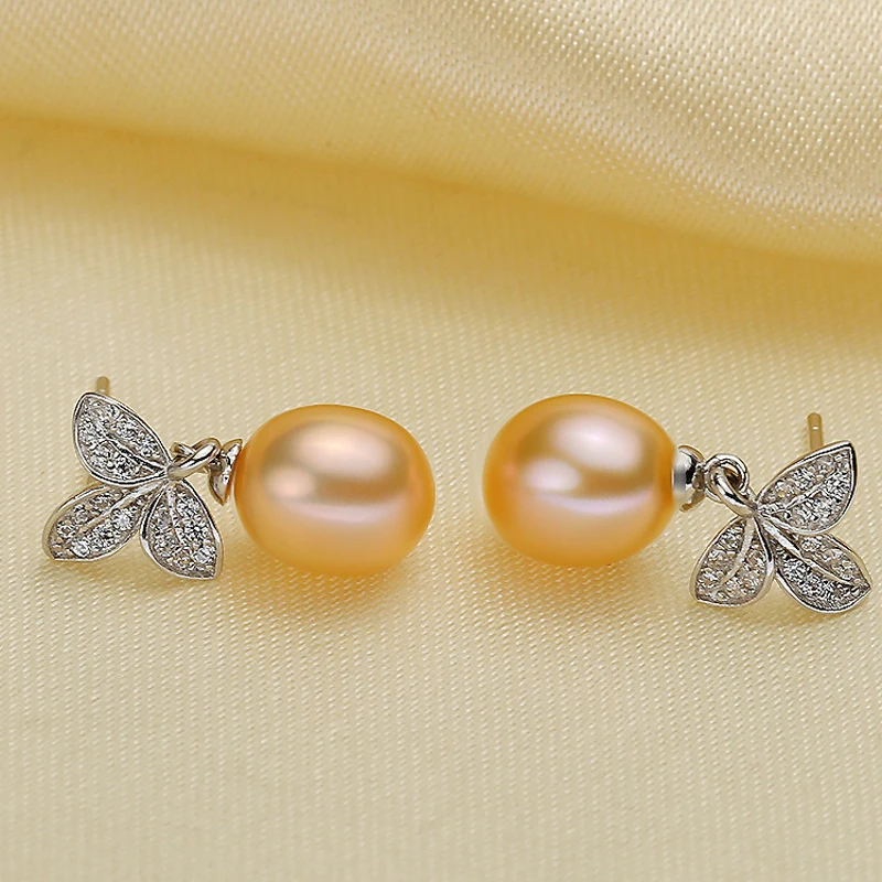 Женские серьги гвоздики с натуральным пресноводным жемчугом|Серьги-гвоздики| |