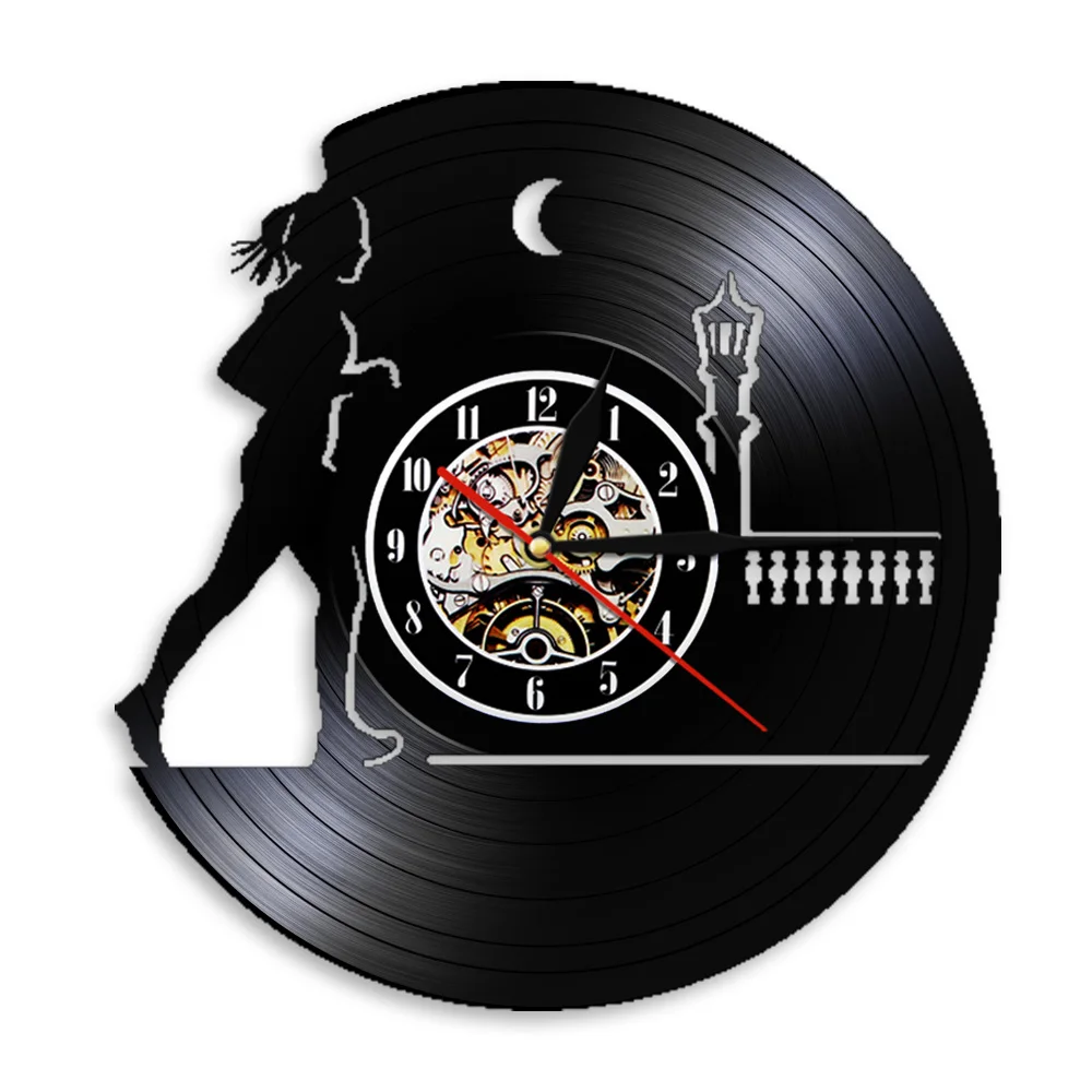 Night Running Inspired Vinyl Record Wall Clock Modern Design Watch Ideal for Girl and Woman Athletes Sprinters Runners Joggers
