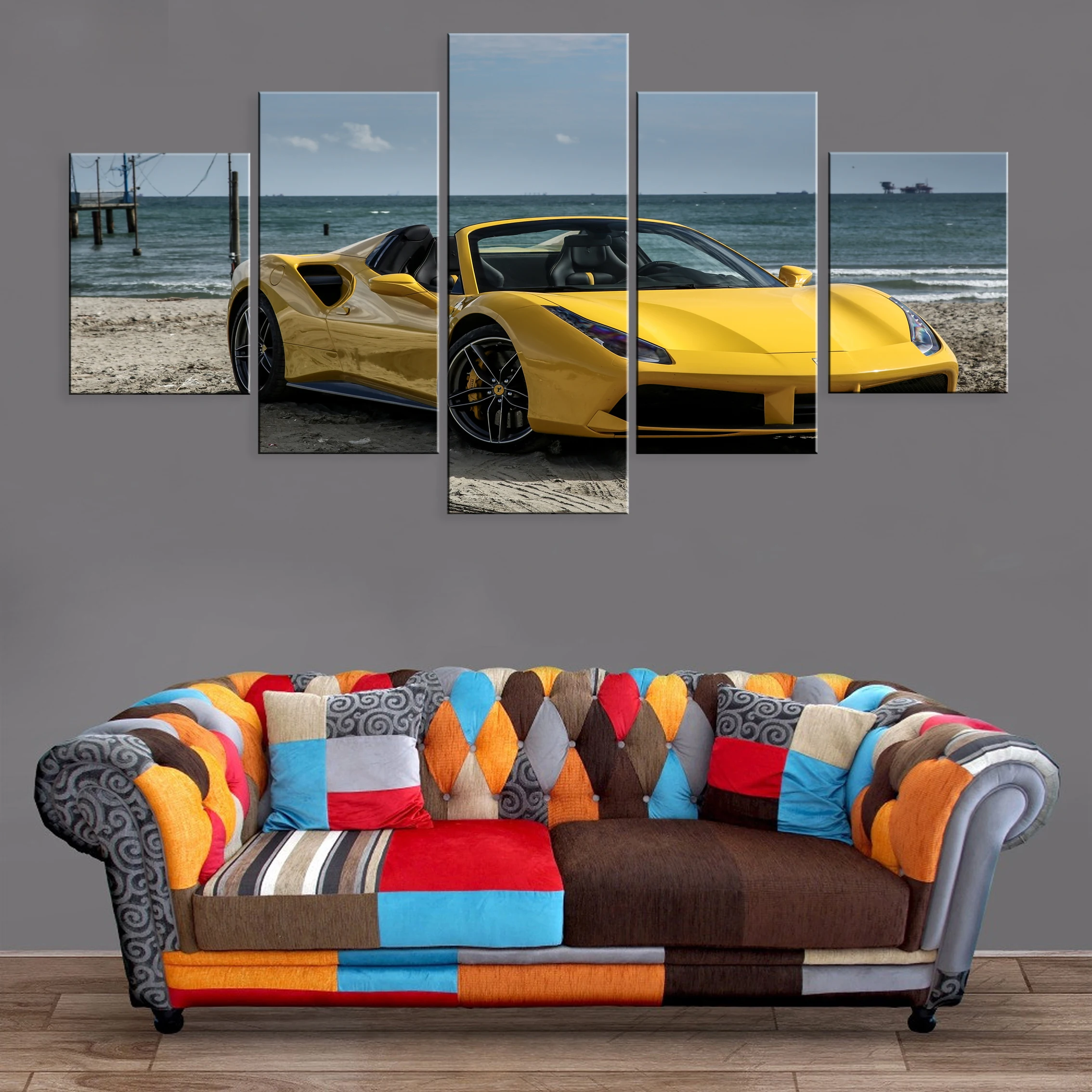 

Sports Car 5 Pieces Canvas Painting Poster Oil Print Decor Framework Artwork Living Room Home Wall Picture Modular