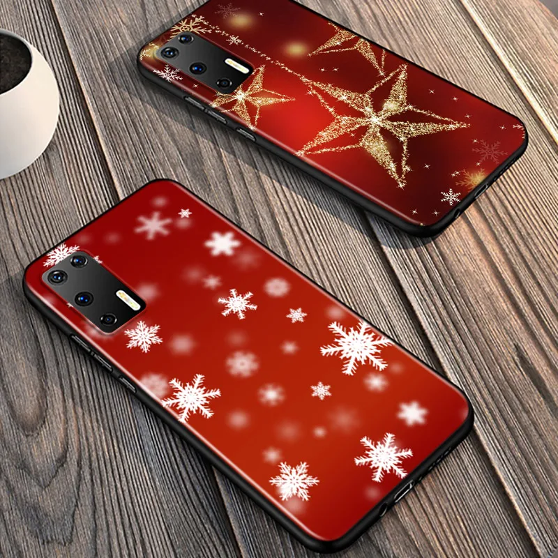 

Silicone Cover Red Merry Christmas For Huawei P40 P30 P20 Pro P10 P9 P8 Lite E Plus 2019 2017 Phone Case