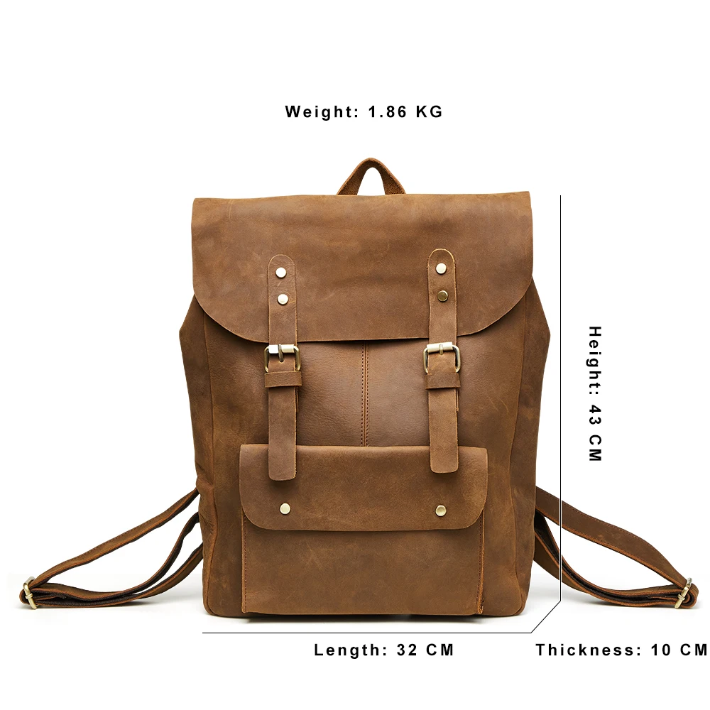 Рюкзак JOGUJOS мужской из натуральной воловьей кожи ранец в винтажном стиле