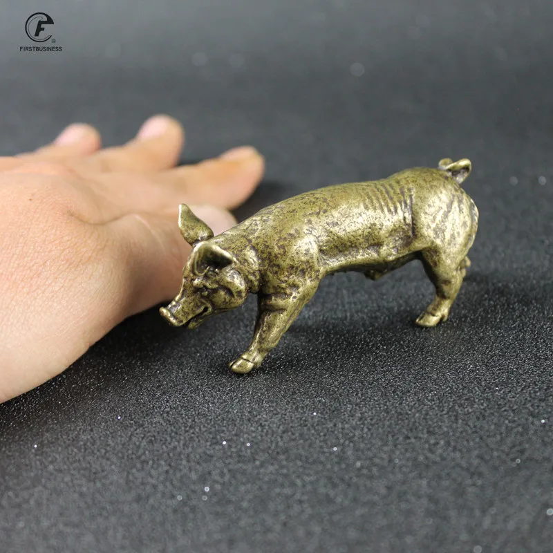 Медный Китайский 12 Зодиак дикая кабана свинья статуя украшения дома античная