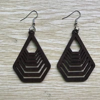 ins coffee wood africa queen hollow out flower geometric earrings hip hop rock pop party african afro jewelry wooden diy