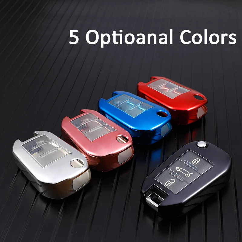 

Soft TPU Car Folding Key Case Cover Shell Bag for Citroen C4 C3 C5 C4L for Peugeot 408 508 301 2008 3008 Protector