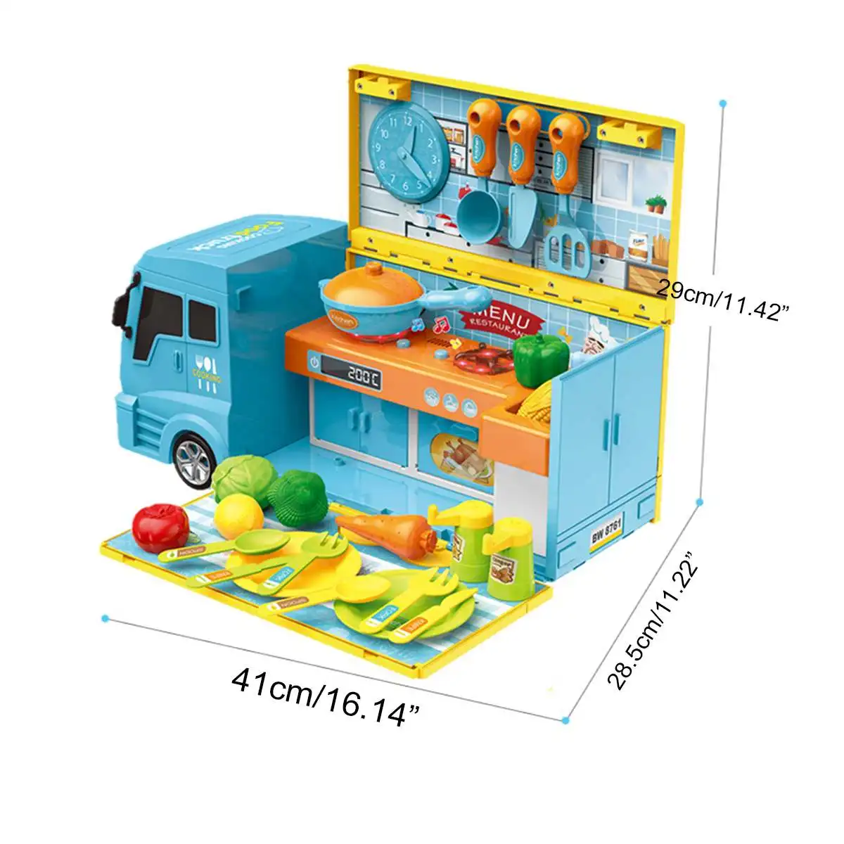 

33pcs Kid Kitchen Toys Set Deformation Kitchen Toy Truck Dinnerware Pretend Play Set Kitchen Cooking Table Set Children's Gift