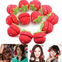 12 pcs hairdressing tool curly fashion women strawberry hair care foam soft round sponge balls curlers tool