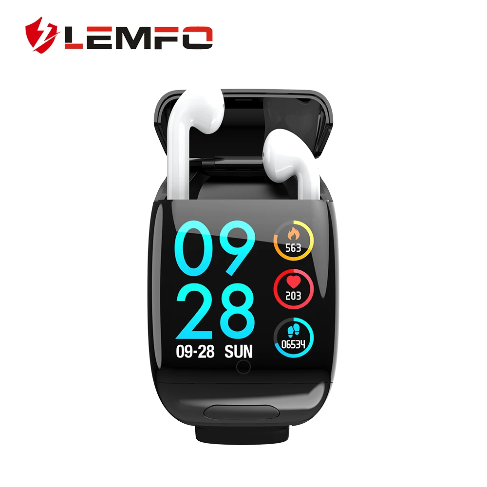 LEMFO Смарт часы браслет для мужчин женщин Bluetooth наушники сердечного ритма крови