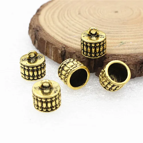 Antique Gold Подходит 8 мм Шнур обжимные концевые крышки пряжки наконечники для ожерелья Браслет веревочные шнуры, DIY аксессуары приблизительно 11x12 мм 20 шт./лот(K00518 - Цвет: Antique Gold
