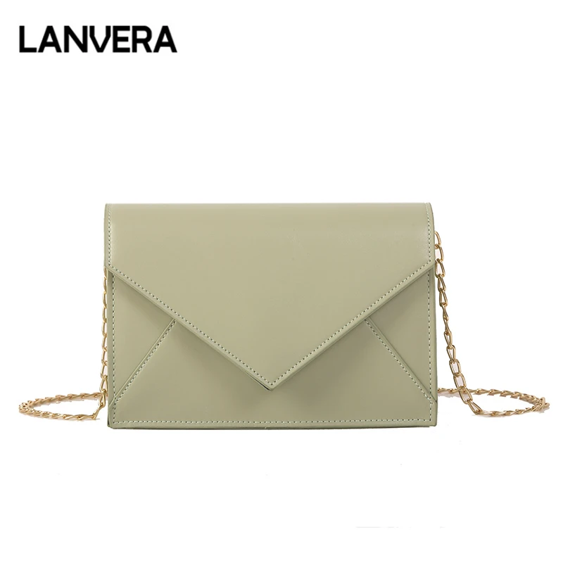 LANVERA фирменная Женская цельная цепочка Повседневная Сумка-конверт с клапаном