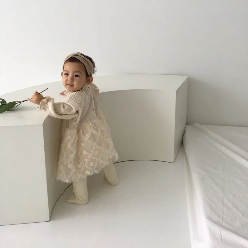 

2021 Vintage Sisters Matching Clothes Baby Girl Dress Kids Romper Children Long Sleeve Lace Frock Spring Girls Cotton Dresses