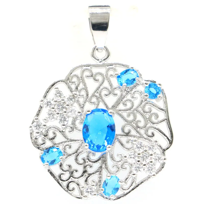 37x27 мм Красивые создан Париж голубой топаз со шпильками с белым кубическим