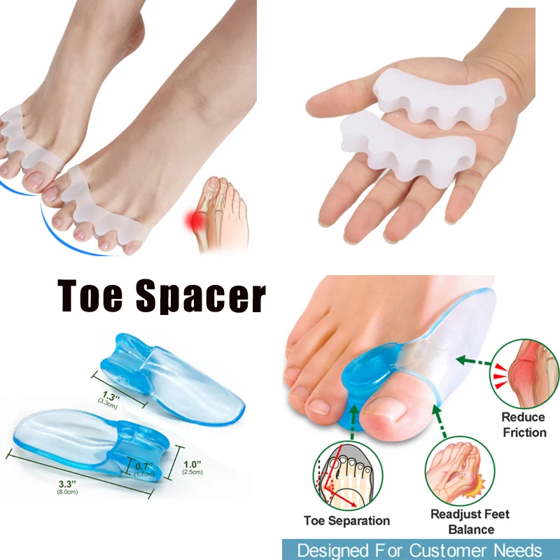 

2Pcs=1Pair Toe Spacer Bunion Corrector Toe Protector Straightener Spreader Separator Adjuster Feet Unisex Foot Care Dropship