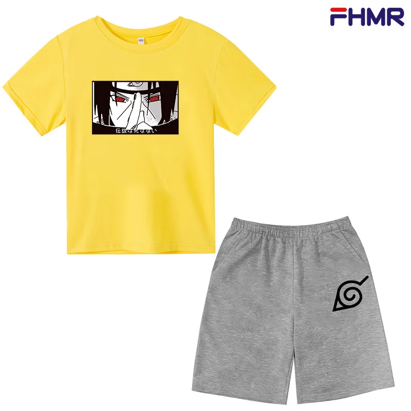 

2021 New Arrival Children's T-shirt 2-piece Japanese-style Cartoon Anime T-shirt Summer Children's Suit Boy Cotton Short-sleeved