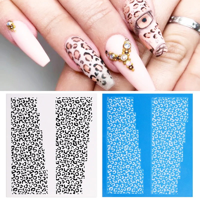 3D Nail Stickers Paper Leopard Self Adhesive Animal Designs Women Slider Decals Decorations for Art Accessory Manicur Tips | Красота и