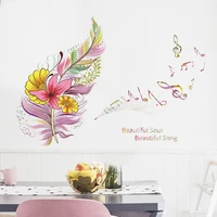 flower butterfly feather wall stickers home living room colorful sofa background decoration mural art decal bedroom wall sticker