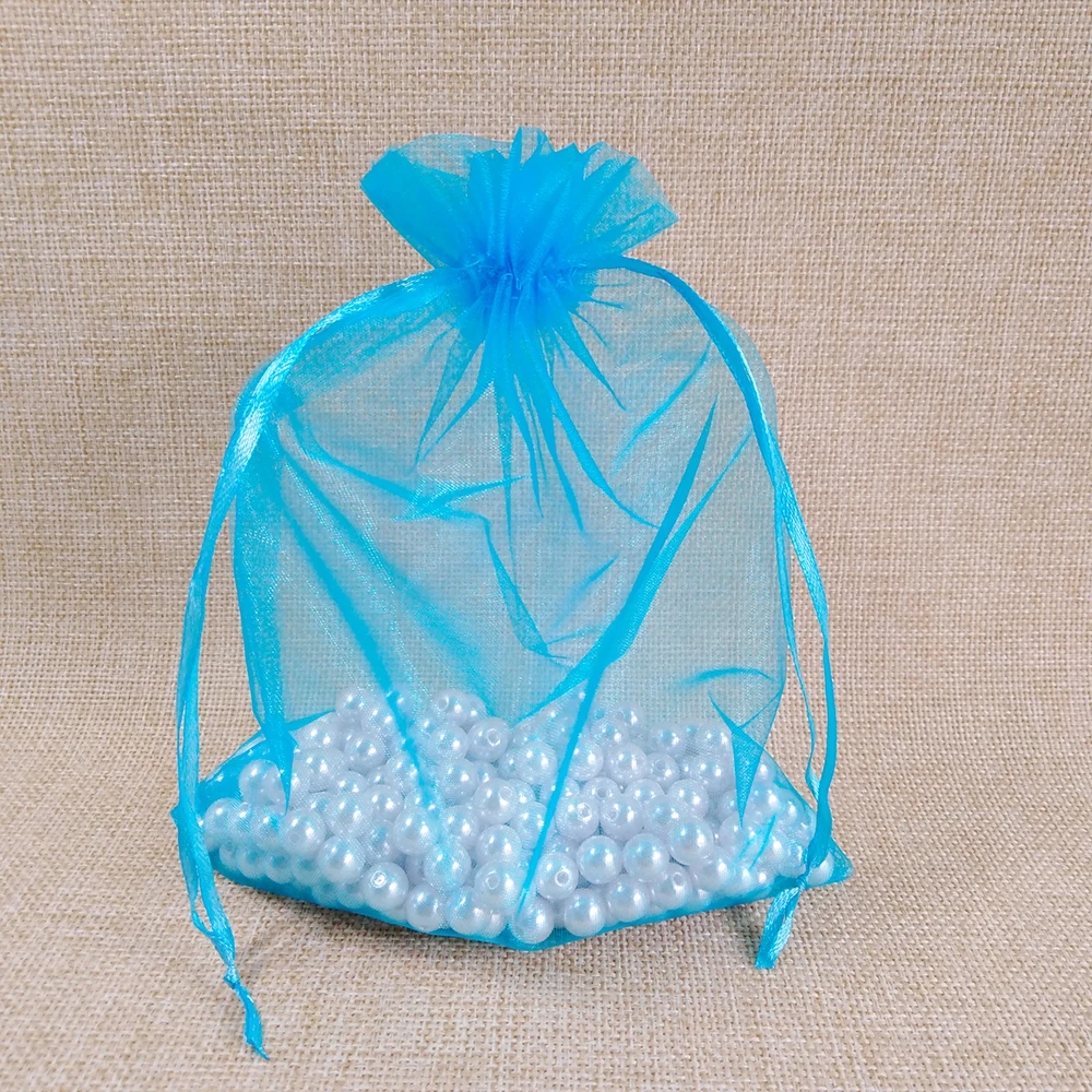 Lake Blue 25 шт. 17x23 20x30 25x35 30x40 см Упаковка для ювелирных изделий растягивающиеся сумки из органзы, подарочные сумки и сумки для свадебной вечеринки, упаковка для ювелирных изделий - Цвет: Lake Blue