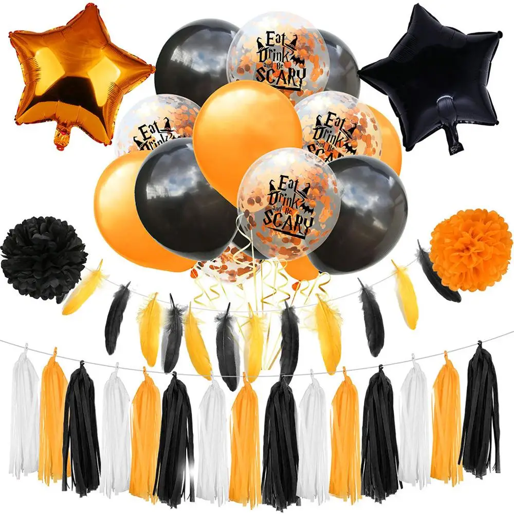 Набор латексных воздушных шаров для Хэллоуина 24 шт. бумажный цветочный шар перья