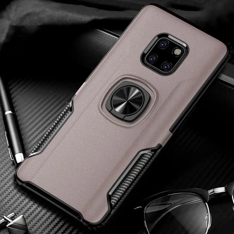 Противоударные бронированные Чехлы для huawei mate 20 Pro Lite P30 P20 с кольцом-держателем для пальцев и подставкой для задней панели Чехлы для huawei mate 20 Lite mate 20 - Цвет: Rose Gold