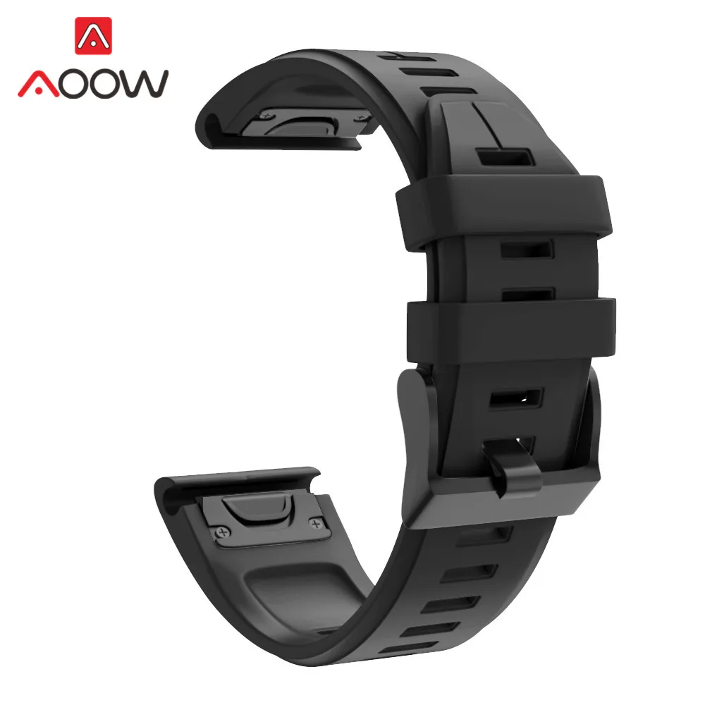 Black Силиконовые ремешки для часов Garmin fenix6 6S 5X 6X 5S x5plus 3 3HR forerunner935 945 подход S60 ремешок браслет ремень/20 мм/22 мм 26 мм - Цвет ремешка: Black
