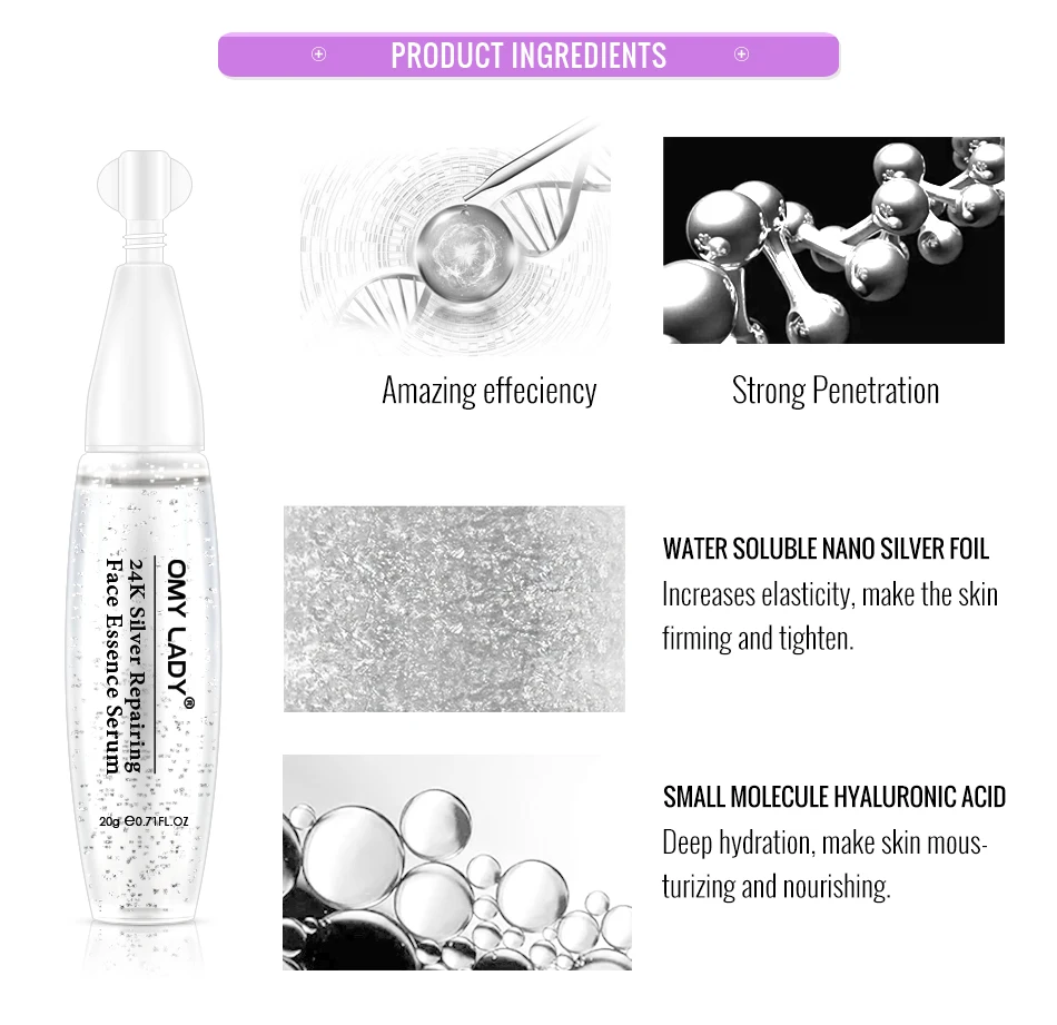 OMY LADY 24K Gold Essence Сыворотка для ухода за лицом против морщин для лица против старения отбеливание коллагена увлажняющий с гиалуроновой кислотой сыворотка