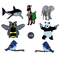 20pcslot embroidery patch shark elephant panda bird whale clothing decoration sewing accessory diy iron heat transfer applique