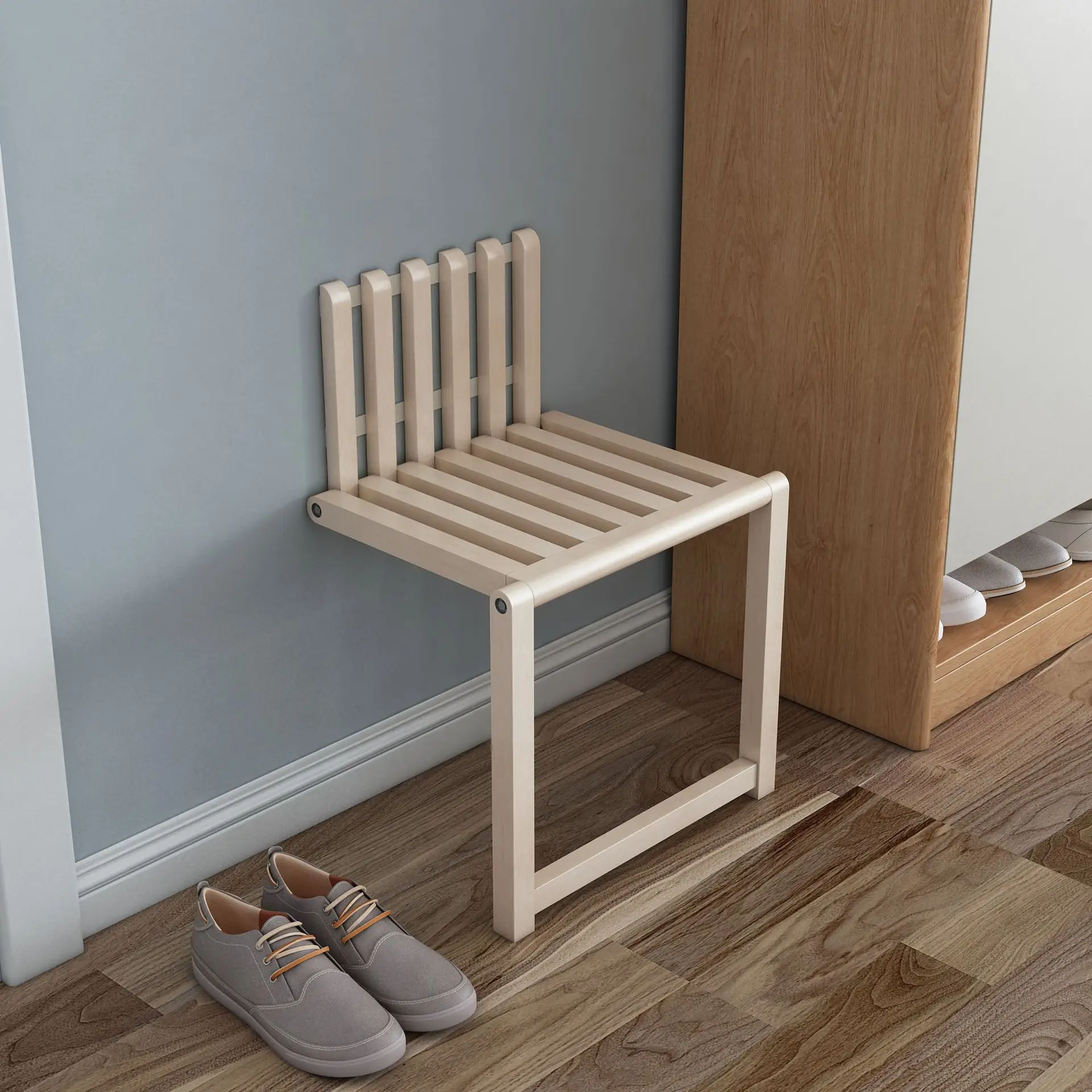 

Folding shoe changing stool wall hanging folding porch chair door shoe cabinet invisible shoe wear stool folding bathroom stool