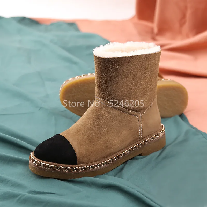 Новые зимние женские сапоги круглый носок золотая цепочка с подвеской резиновая