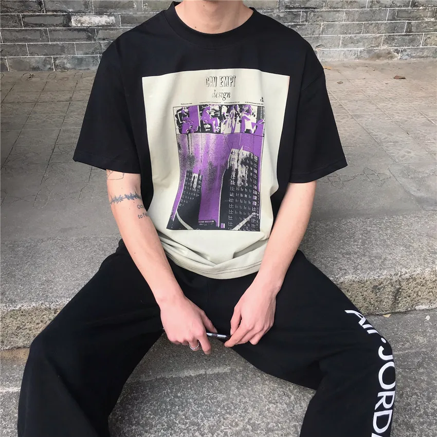 Мужские и женские футболки серая длинная футболка с надписью Cavempt топы коротким