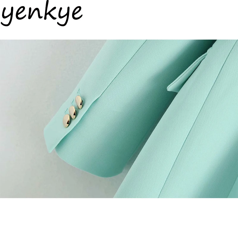 

Double Breasted Women Blazer Solid Color Notched Collar Long Sleeve Outerwear Work Wear Office Elegant Suit Plus Size Blazers