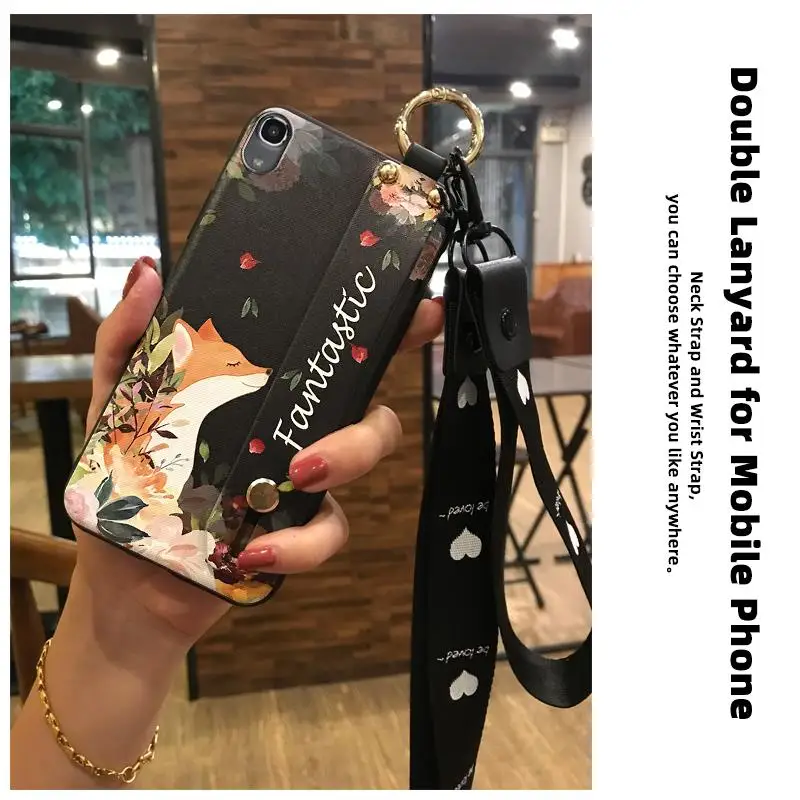 Lanyard Phone Case For Huawei Honor 4X Flower Series Delicate Painted TPU Silicone Cover Shockproof Holder | Мобильные телефоны и
