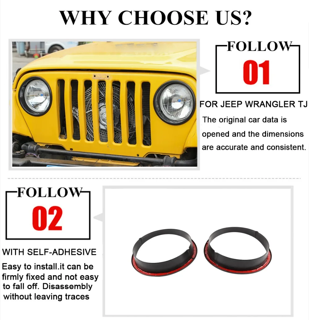 Колпаки для лампы Jeep Wrangler TJ 1997-2006 2 двери автомобиля Передняя фара Крышка лампы украшения автомобиля внешние аксессуары Стайлинг 2 шт