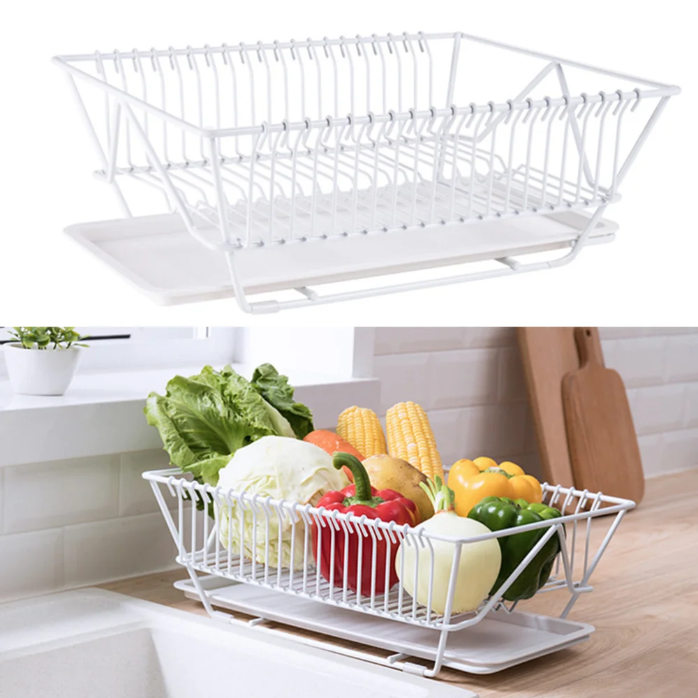 

Multifunctional Tableware Storage Rack Dishes Drain Holder Iron Steel Dish Drying Rack Kitchen Storage Organizer Draining Rack D