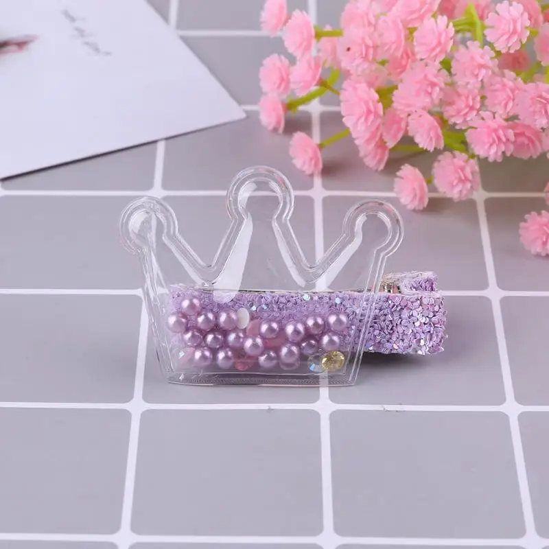 

new transparent PU with colorful sequins star children hair clips BB star beautiful crown hairpin girl handmade hair accessories