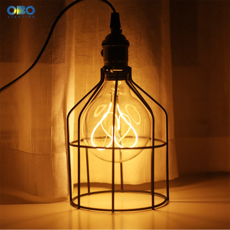 Винтаж подвеска в виде вилки лампа железная клетка абажур E27 1 7 м с выключателем