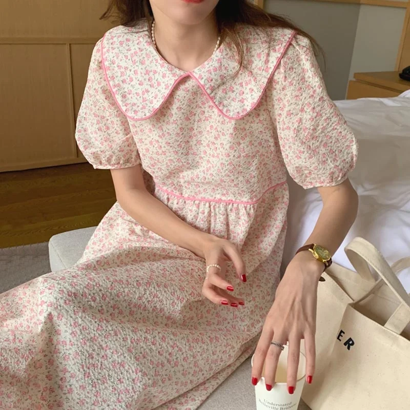 Летнее платье в Корейском стиле шикарное мягкое милое детское с воротником