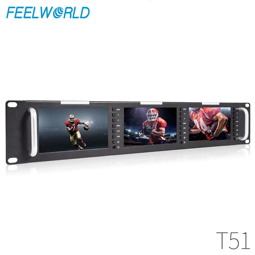 Монитор Feelworld T51 с тройным 5-дюймовым ЖК-дисплеем 2RU, совместимым с HDMI, 3G-SDI HDMI, AV вход/выход, качество вещания