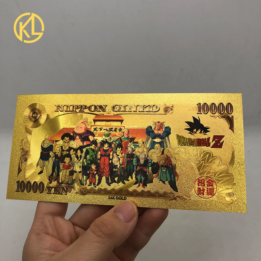 31 дизайн японского аниме дракона из мультфильма DBZ 10000 иен Золотая Банкнота с