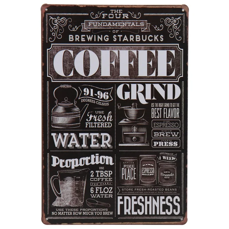 Кофейное меню кафе металлическая вывеска картина ретро железная украшение для