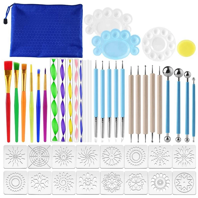 49 шт. набор инструментов для раскрашивания мандалы трафарет краски кисти в