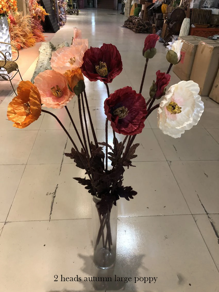 Искусственный Мак 3 шт./лот 2 головки большие маковые растения искусственные